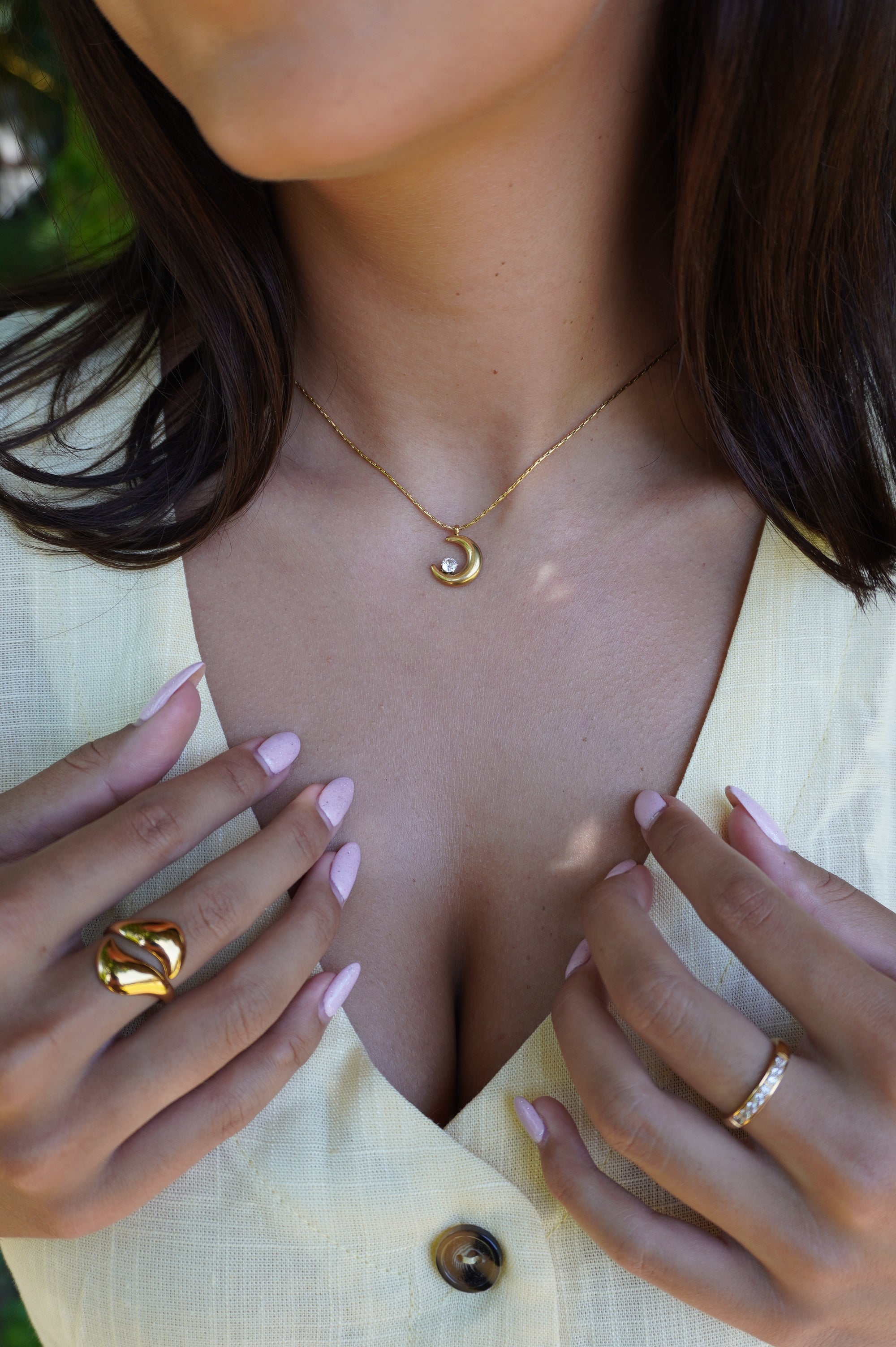 Crescent CZ Necklace