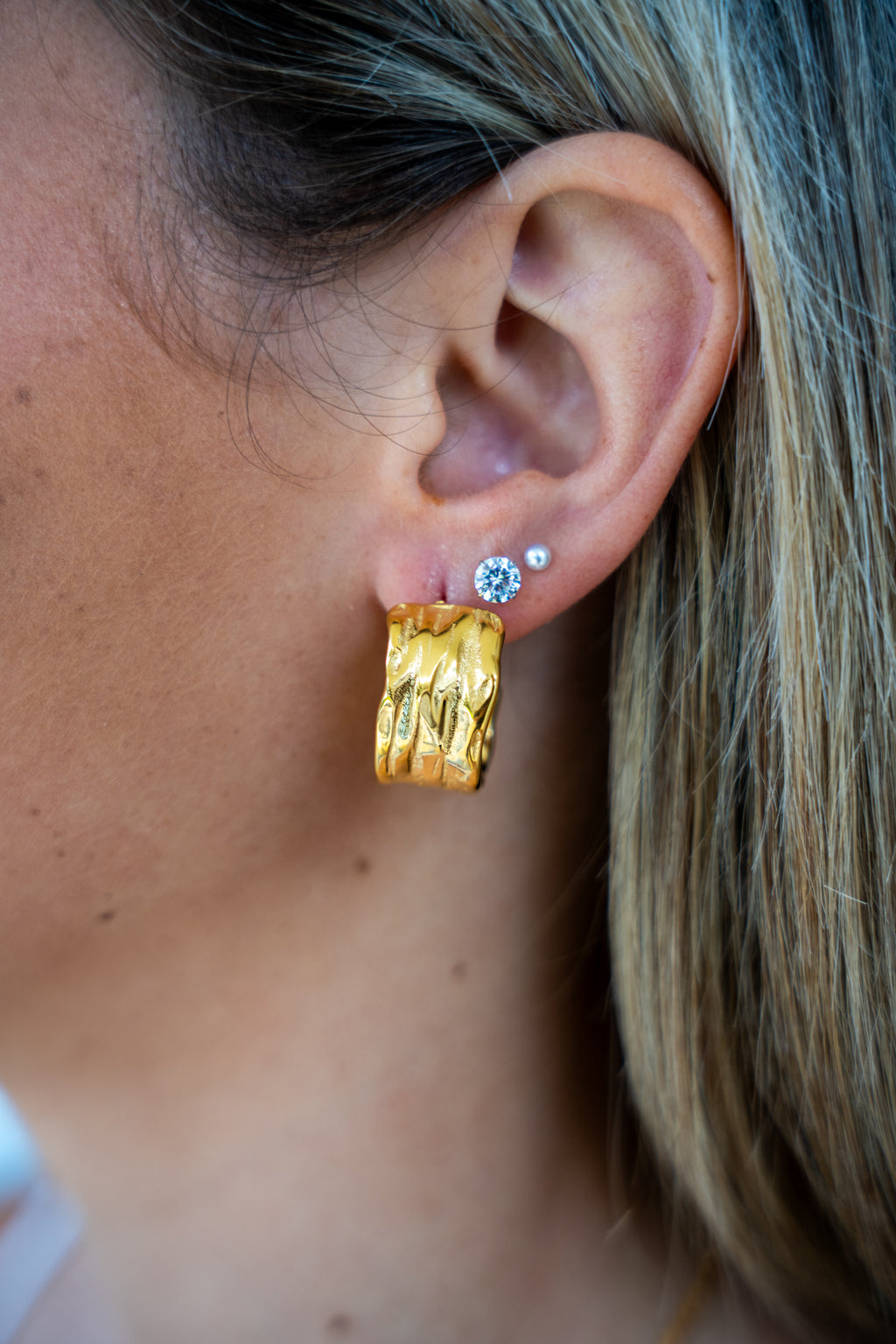 Cielo Thick Textured Hoops Perfectly Lovely Boutique