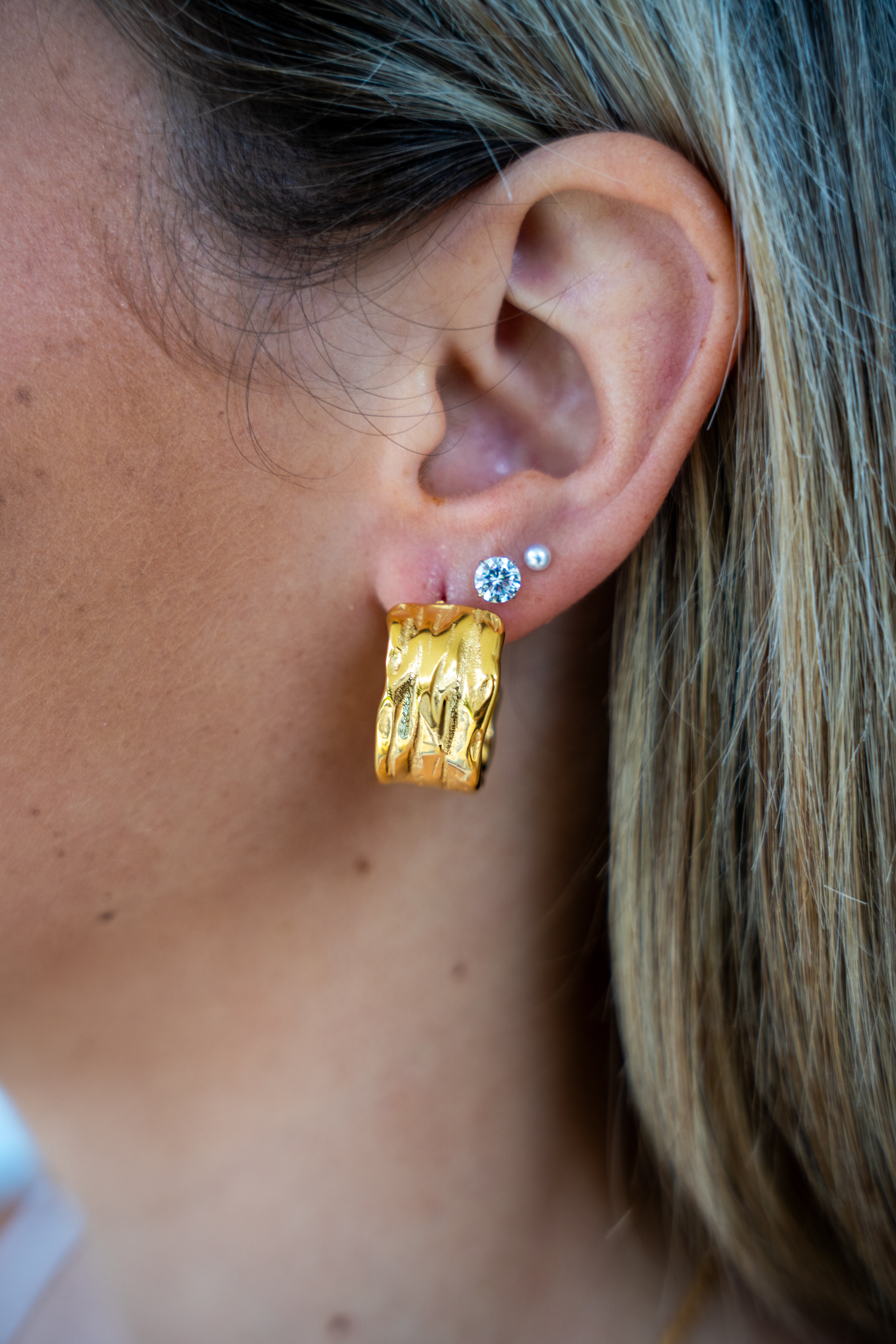 Cielo Thick Textured Hoops Perfectly Lovely Boutique