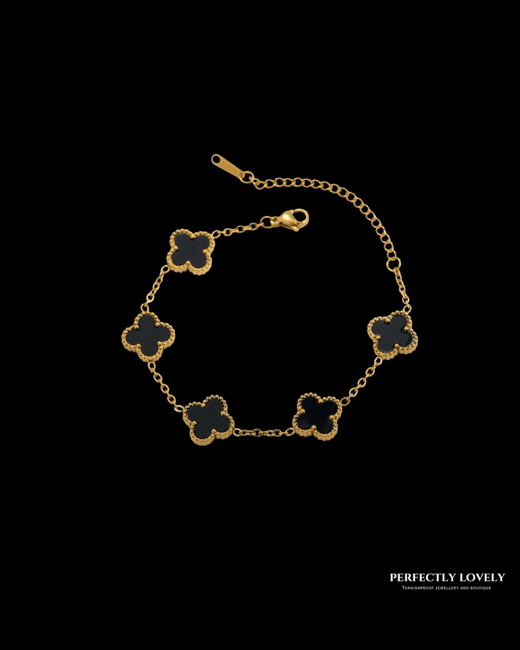 Rene Black Clover Shell Bracelet