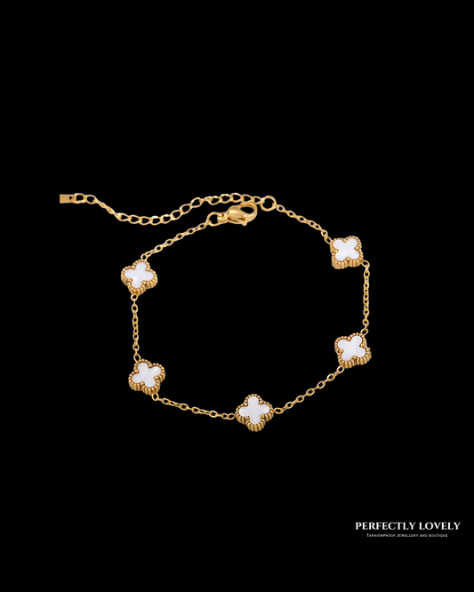 White/Black Clover Bracelet