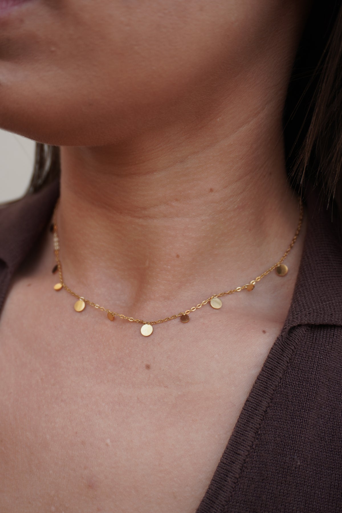 Cathy Gold Disc Necklace