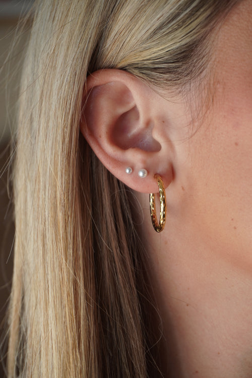 Abbey Thin Textured Hoops Perfectly Lovely Boutique