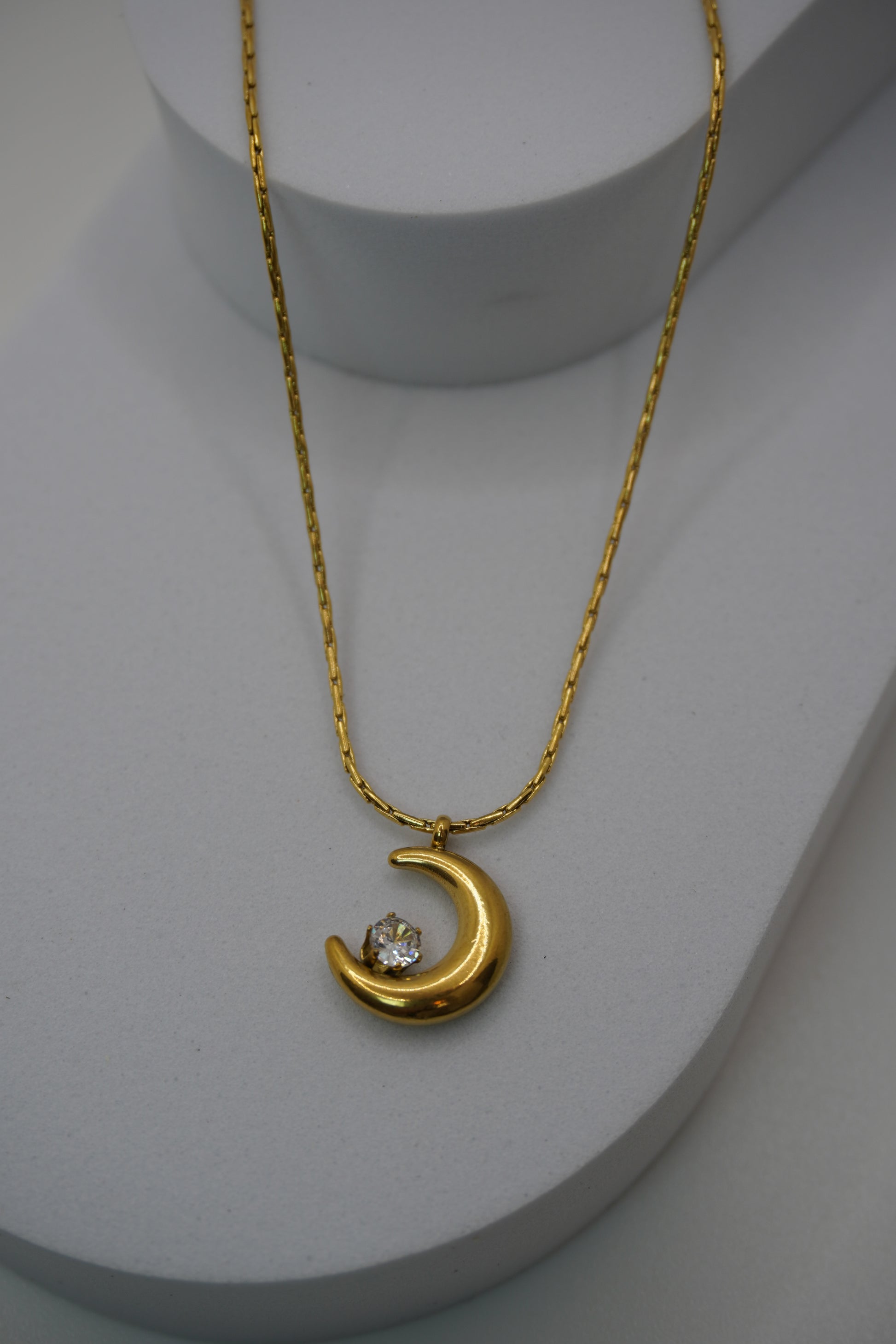 Crescent CZ Necklace