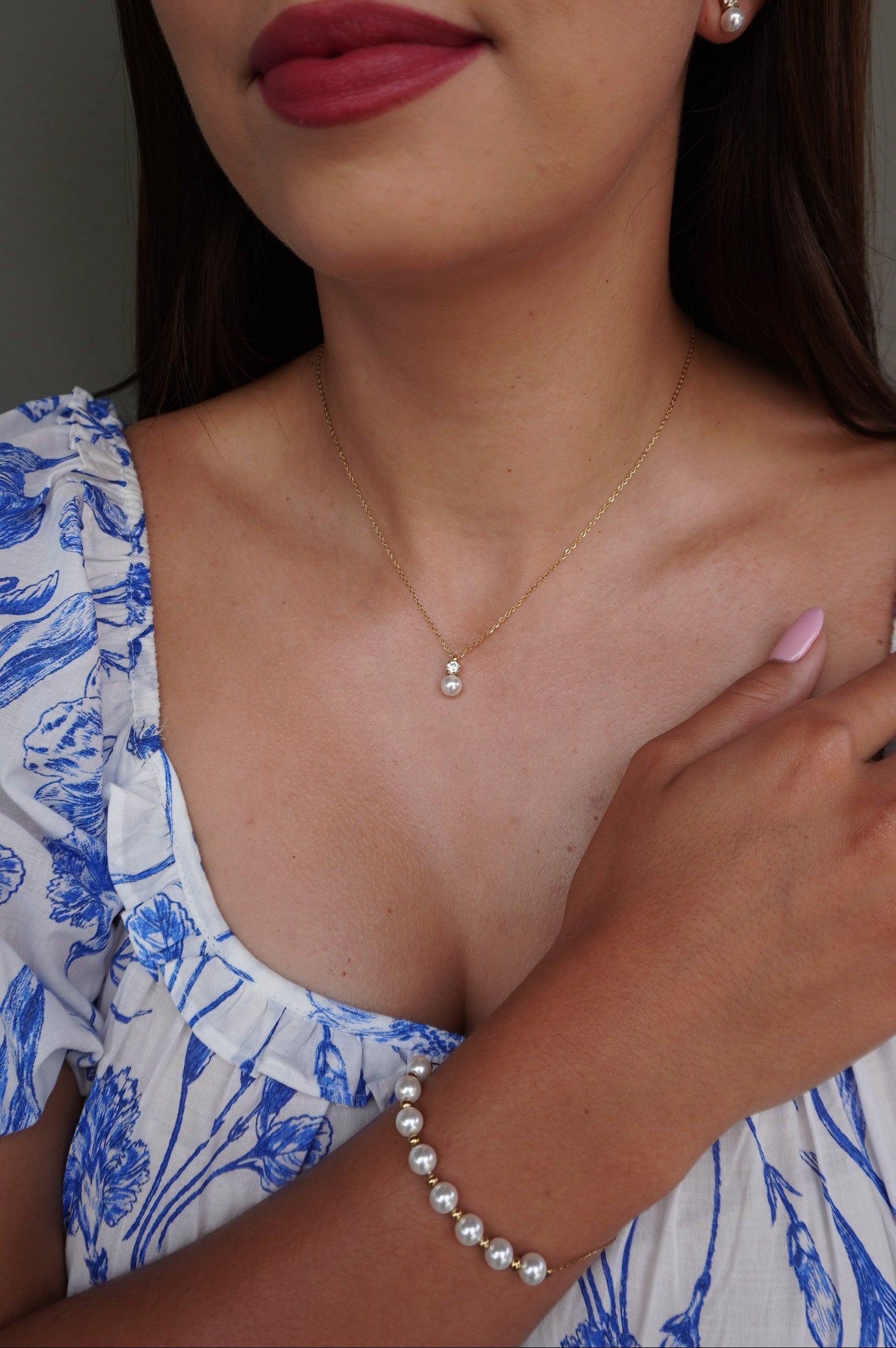 Enya Pearl CZ Necklace