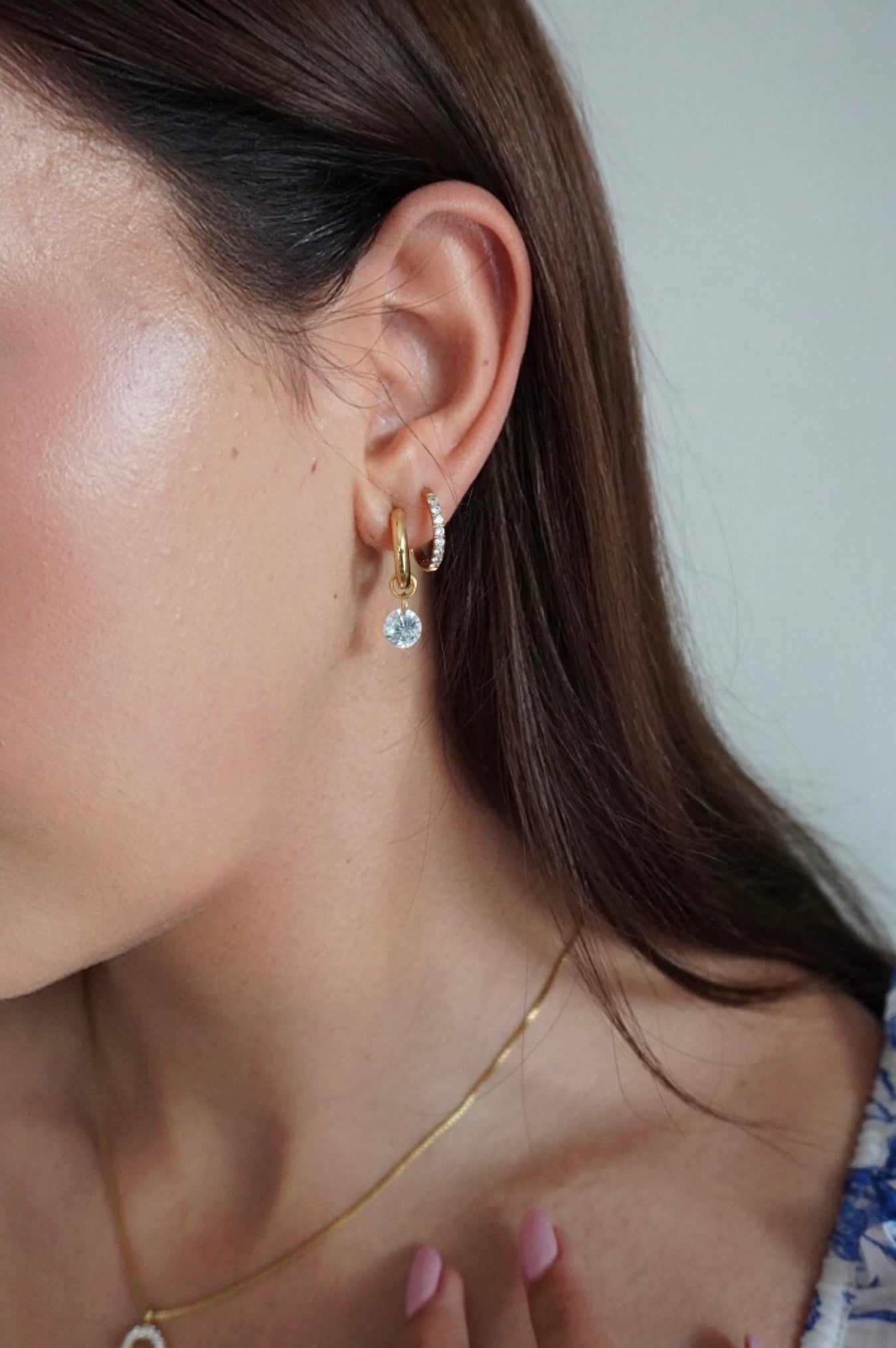 Zoe CZ Dangle Huggies