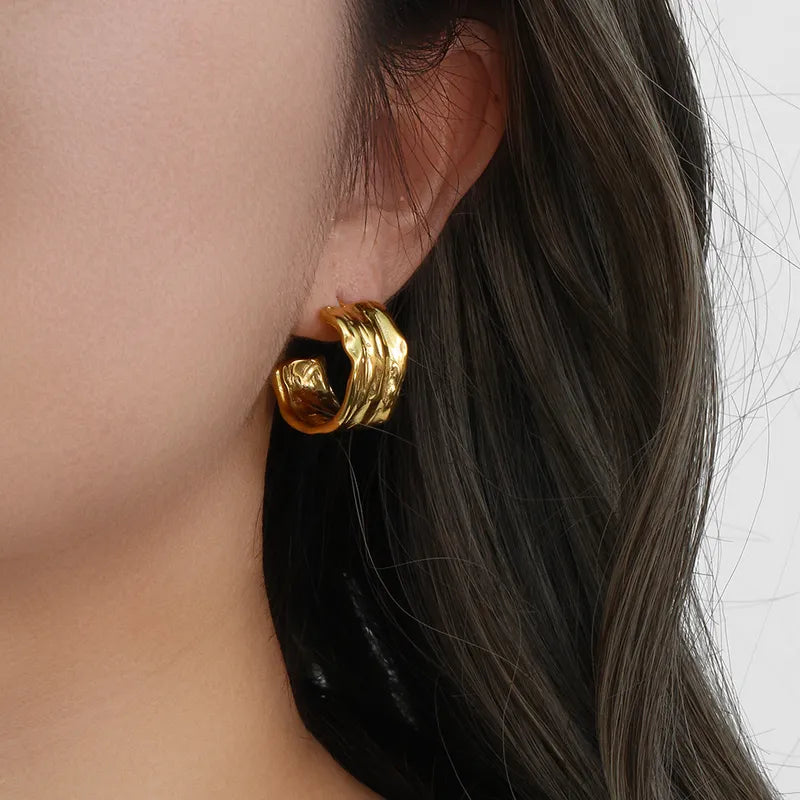 Cielo Thick Textured Hoops Perfectly Lovely Boutique