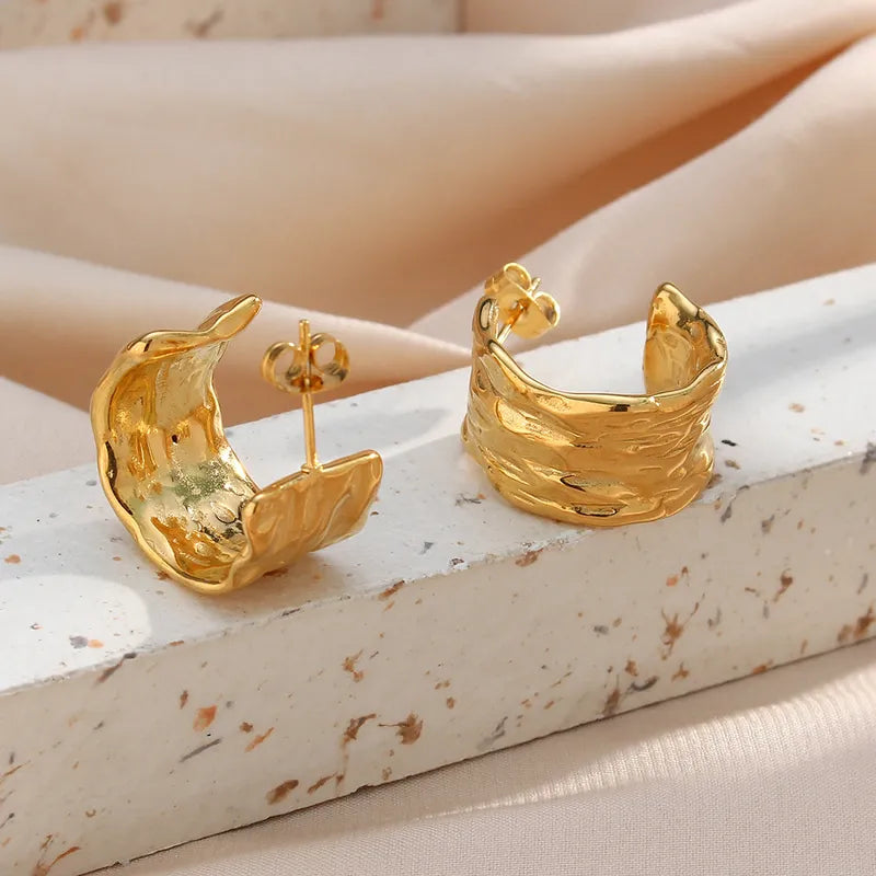 Cielo Thick Textured Hoops Perfectly Lovely Boutique