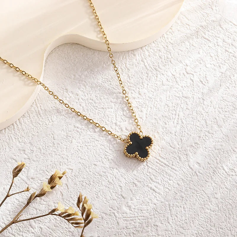 Rene Black Clover Necklace